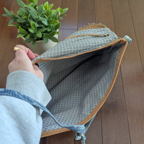 WESTERN FRINGE ACID WASHED DENIM VINTAGE PURSE - Picture 4 of 4